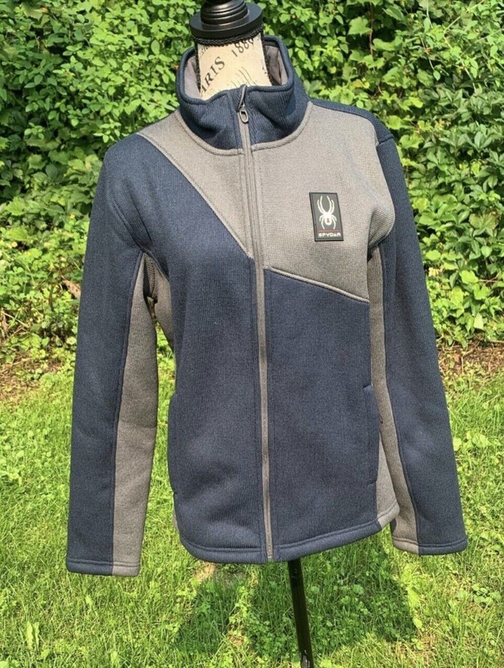 NWT Spyder mens Blue and gray Color Block flannel Thick lined Small jacket